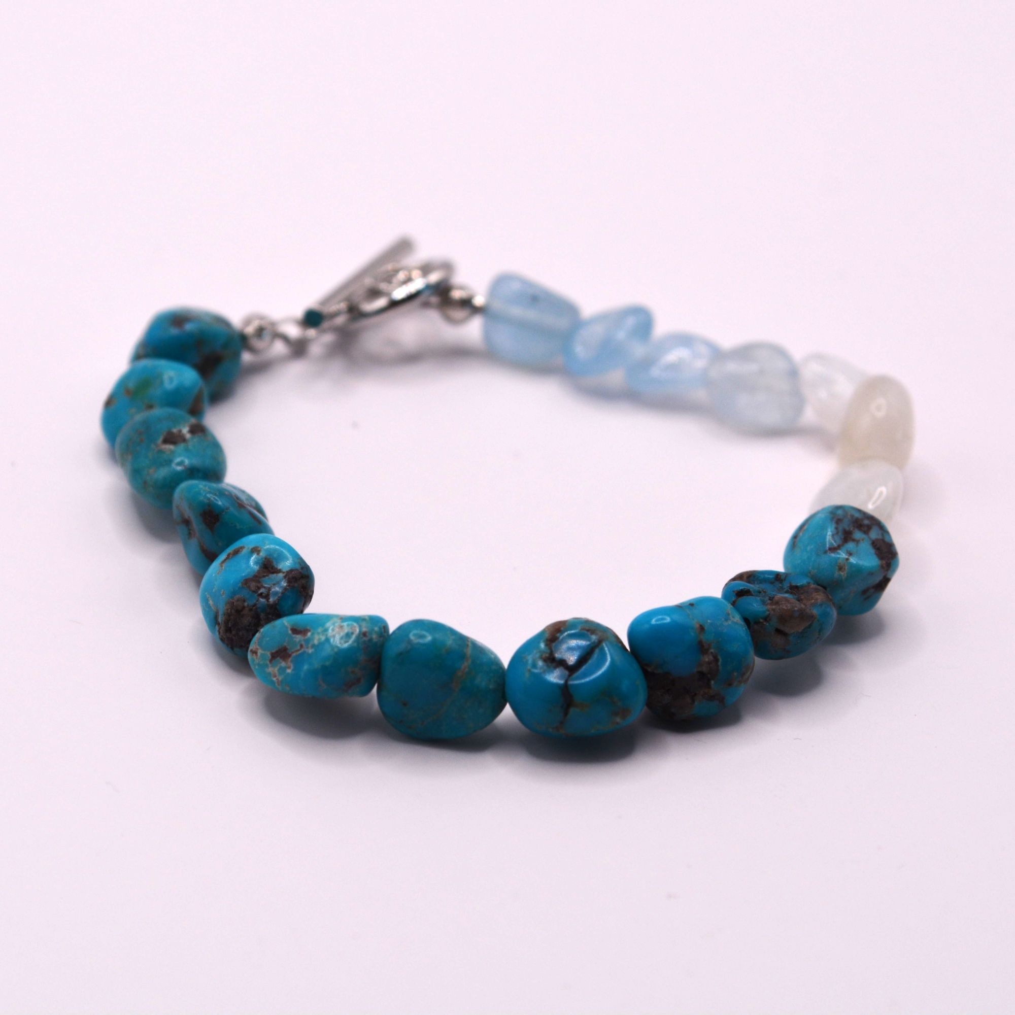 旅のお守りブレスレット＊ターコイズ×ムーンストーン×アクアマリンを
